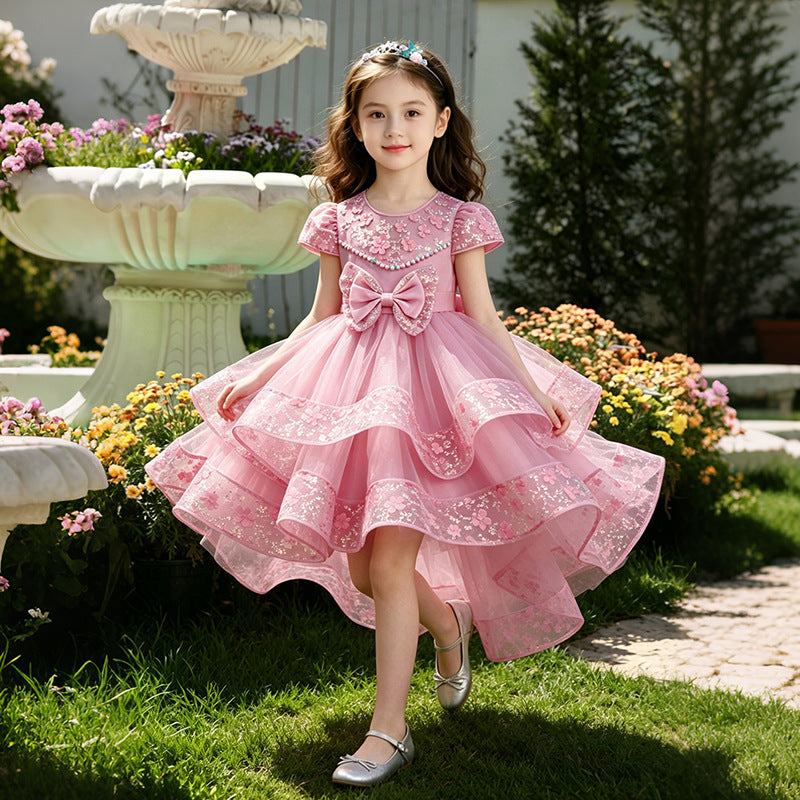 Ready-to-ship wholesale girls' dresses,  new style flower girl trailing gown, birthday party, children's day performance, princess dress, summer collection