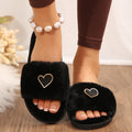 Thick sole fur slippers women's fall and winter indoor and outdoor 2024new arrivalclassy rhinestone stuffed slippers cotton slippers women's shoes
