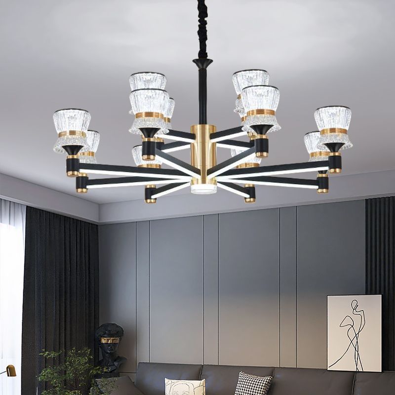 Living room lamp chandelier modern casualaccessible luxury aluminum chandelier bedroom dining room lamp arm luminous elegant dustproof