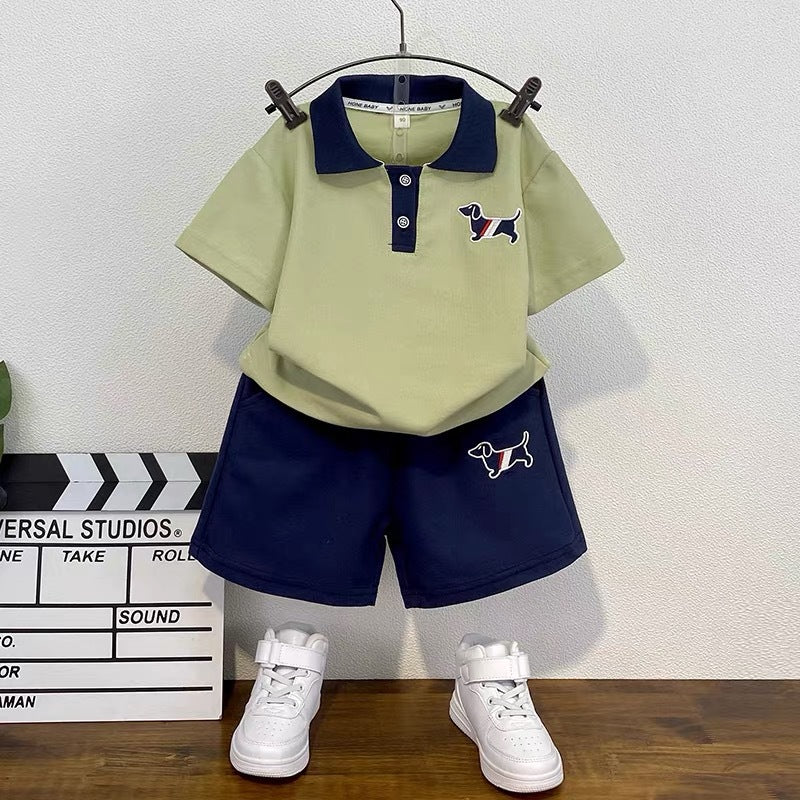 Kids' short-sleeve outfit: new summer  collection - trendy cartoon print top and stylish shorts set for toddlers and young children
