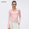 New women's windproof drawstring hooded yoga jacket - cropped, slim-fit, running & fitness jacket d25180