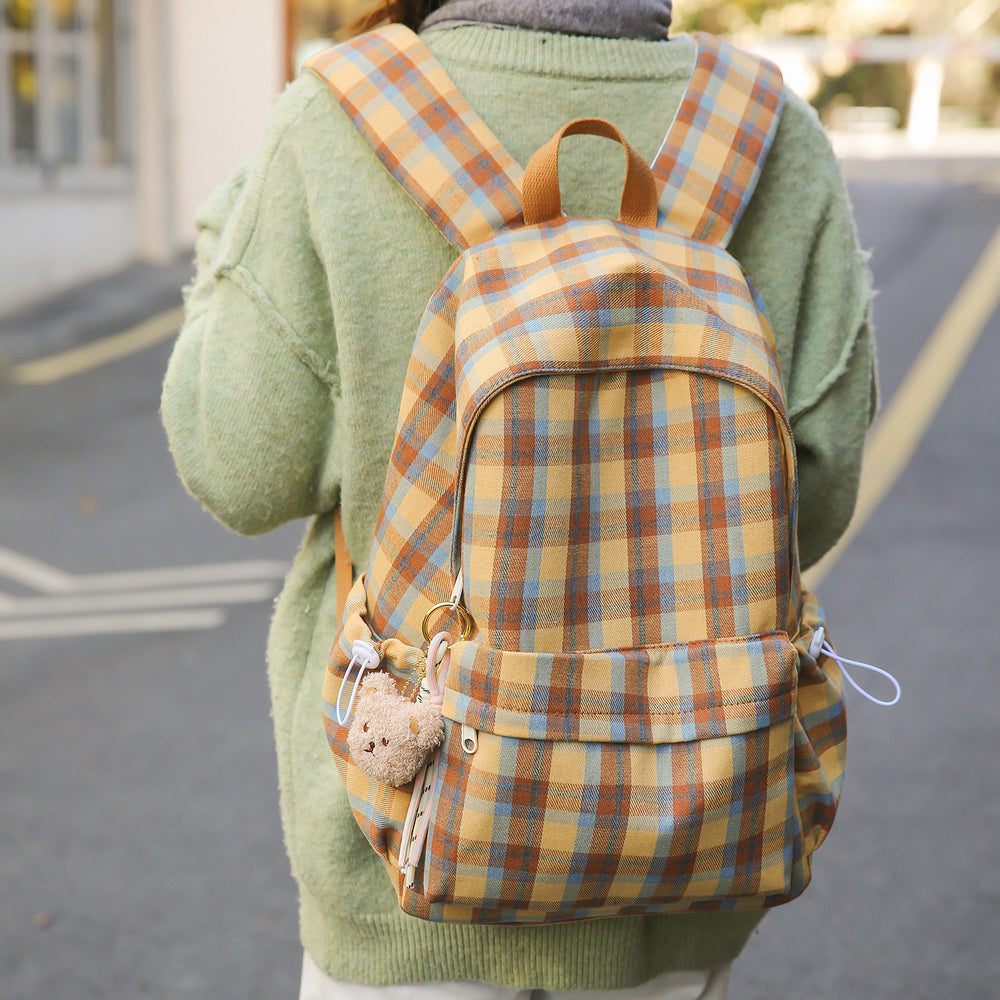 Schoolbag junior high school girls japanese style ins retro plaid college students simple and versatile k-style high school students backpack women