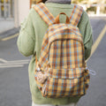 Schoolbag junior high school girls japanese style retroplaid college students casual spring outing tuition bag high school students backpack women
