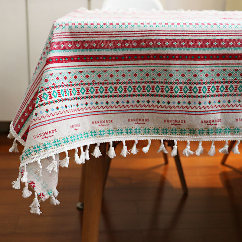Ins tablecloth fabric cotton and linen small fresh scandinavian style populargirl heart plaid coffee table dining table dormitory desk mat