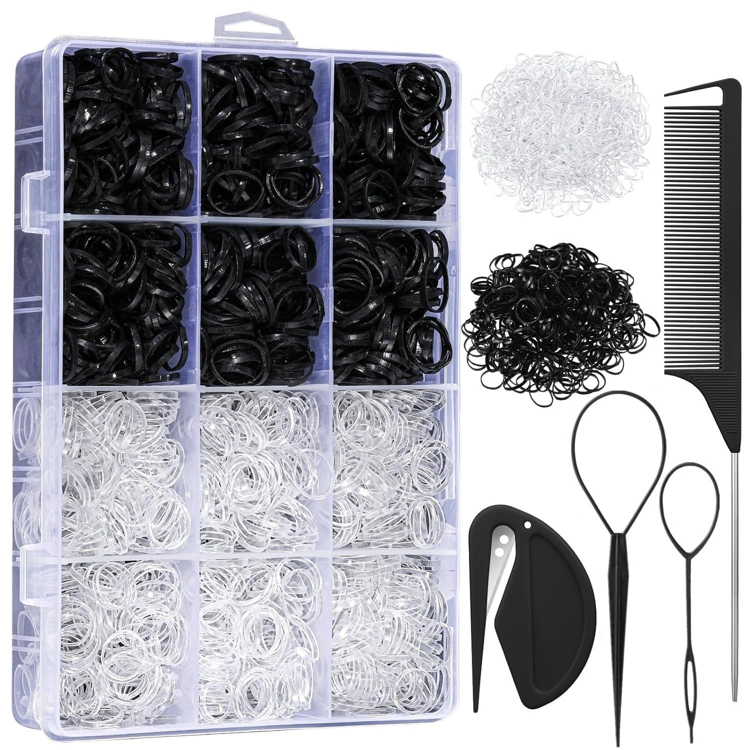 Cross-border special for children's rubber bands, colored hair ropes, 24/28/32-color boxed head ropes, hair pulling needles, pointed tail combs