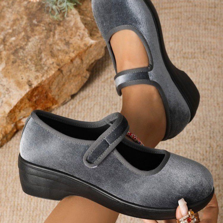 Export flat suede mary jane rocking shoes  new arrivalspring & fallplus size red gentle late fairy
