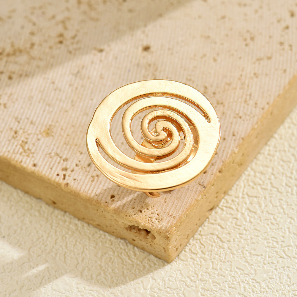 European and american cross-border fashion gold geometric spiral ring for women - luxury, unique, adjustable open ring for index finger