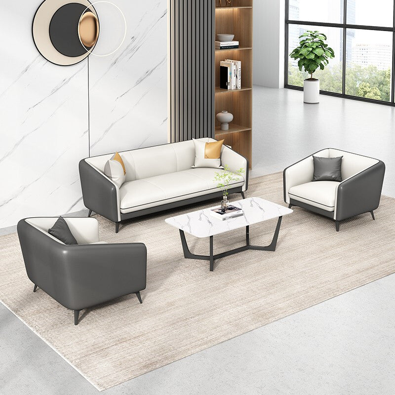 Modern minimalist office sofa and coffee table set - ideal for business reception, client meetings, and executive lounges