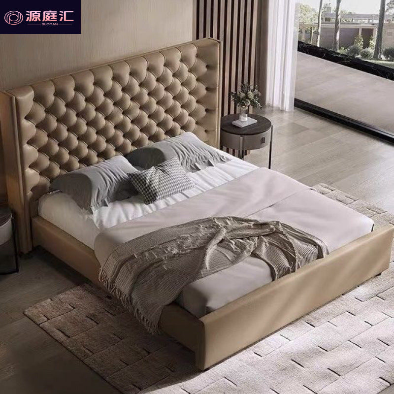 Modern creative italian american style zipper closure light luxury black double bed for home bedroom master bedroom upholstered wedding bed