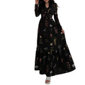 summer new women's clothing: cross-border european and american style dress - casual fashion printed a-line long sleeve dress
