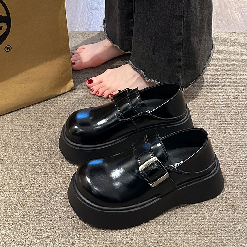 British style big toe thick sole small leather shoes for women 2026autumnew arrival birkenstock shoes with skirt flats loafers