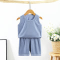 Kids vest suit summer ice silk shake cotton pajamas for boys and girls facial mask t home clothes baby shorts air conditioning clothes