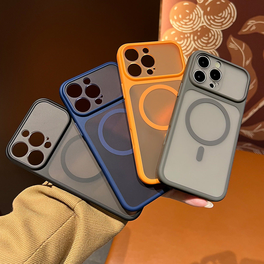 Fine hole skin-feeling magnetic phone case suitable for iphone17promax apple 16/13 frosted transparent protective case