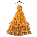 Vacation style halter sleeveless printingdress women's spring summer breathable layered mesh cake skirt slimming look long skirt