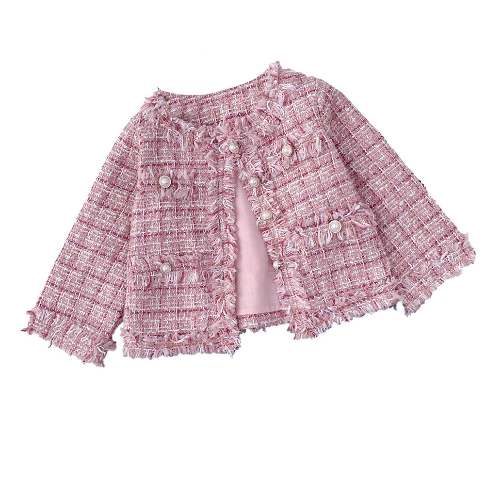 Girls' chic blouse - spring/autumn collection - korean style pink trendy light luxury baby cardigan