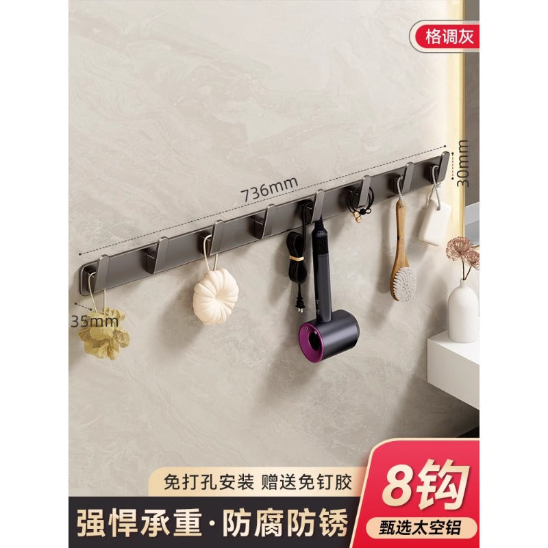 Wall-mounted clothes hooks for entryways, closets, bathrooms, kitchens, and home use. space aluminum, no-drill installation, multi-hook design