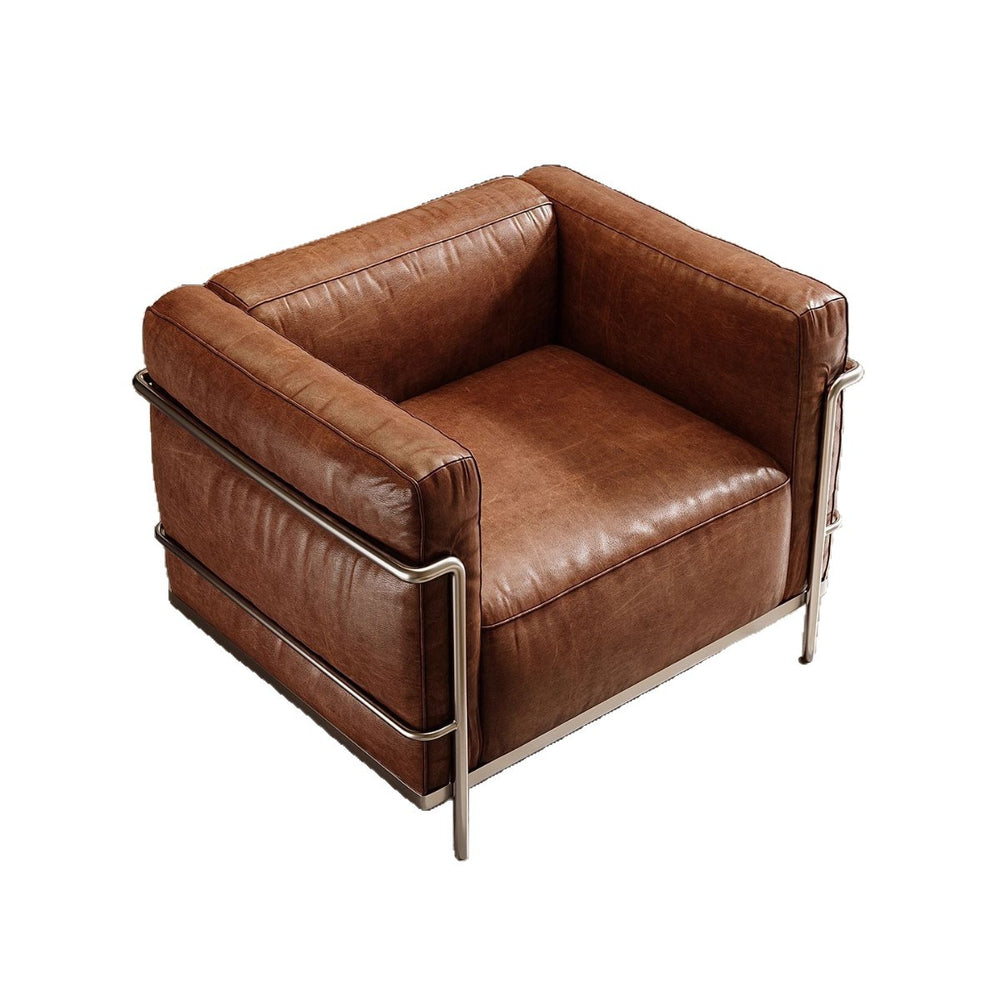 American retro lc3 genuine leather sofa - cassina le corbusier designer hotel bauhaus single seater chair
