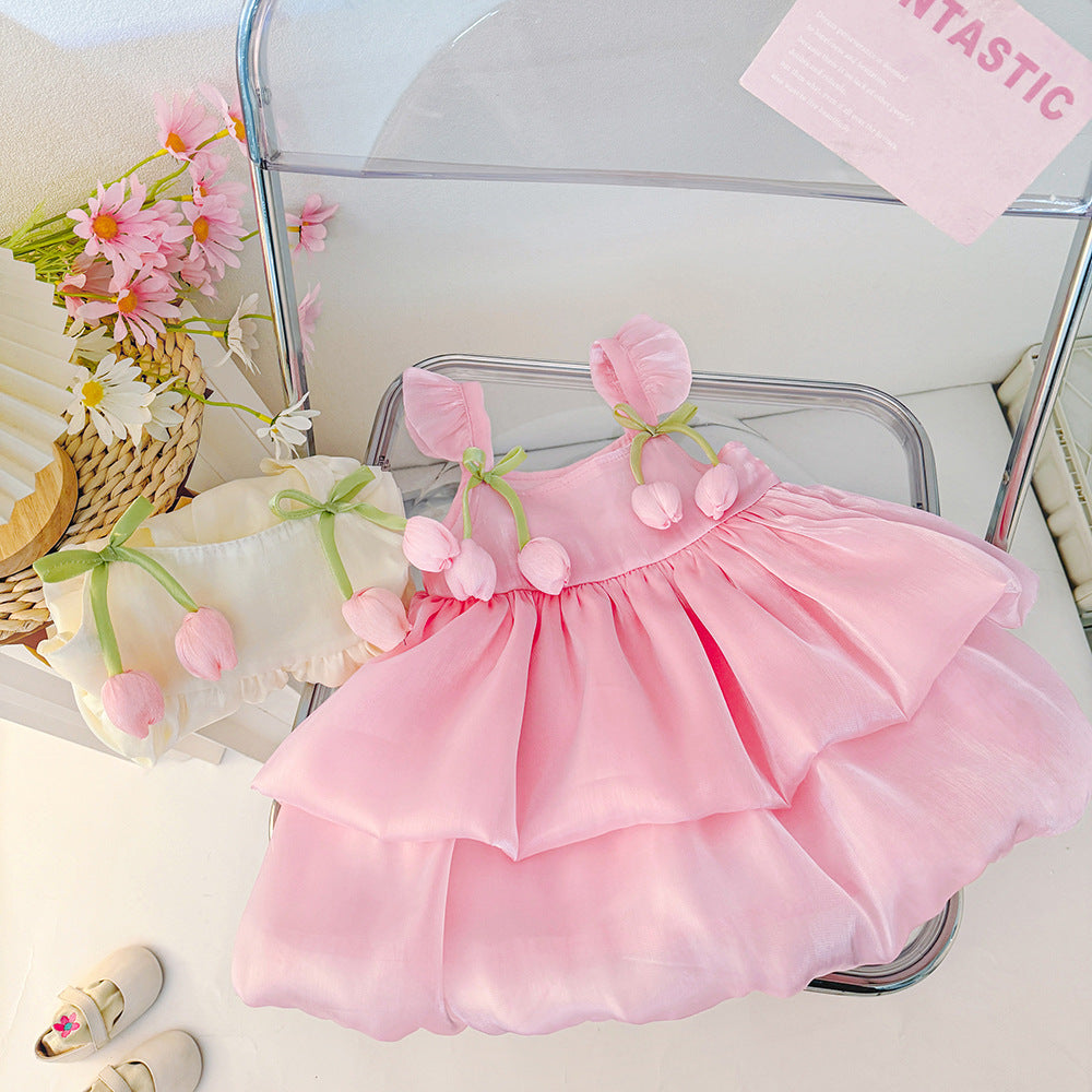 Baby girl summer sweet dress infant princess outfit shiny summer sundress chic cute tank dress