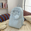 Korean style ins wind dot backpack with headphone holder - cute, fresh, and casual backpack for middle school, high school, and college students