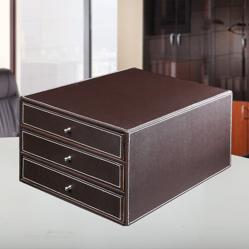 Business office storage box, three-layer drawer type A4 file storage data box, contract data storage desktop cabinet
