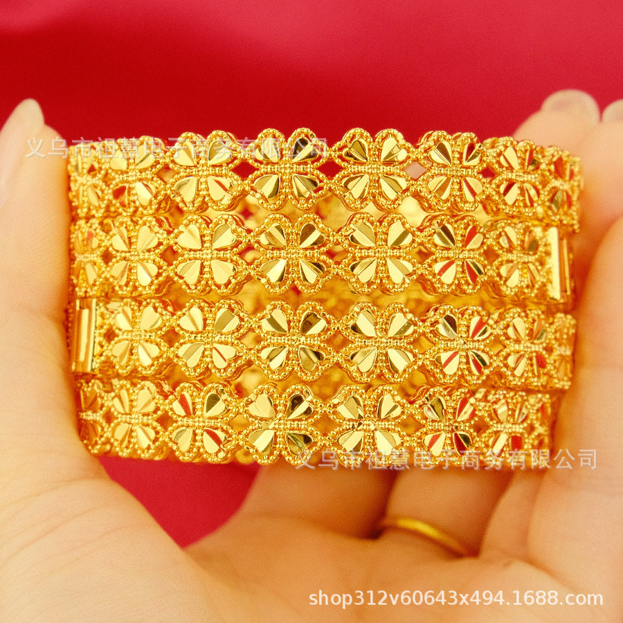 New fashion lucky clover women's luxury gold plated bangle ethiopian african designer dubai