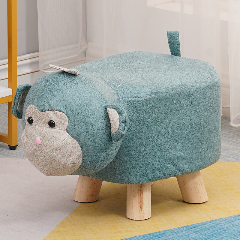Elephant stool - kids' animal stool - solid wood shoe bench - creative small stool - home living room cartoon cute low stool