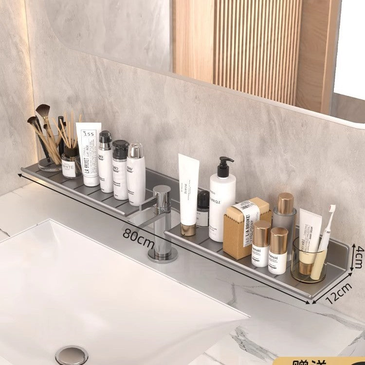 Bathroom vanity mirror front shelf, toilet faucet sink bathroom storage rack, drill-free installation