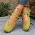 Exportplus size women's shoes casual spring and summer one-piece fly woven square toe mary jane flats woven flats soft bottom flats