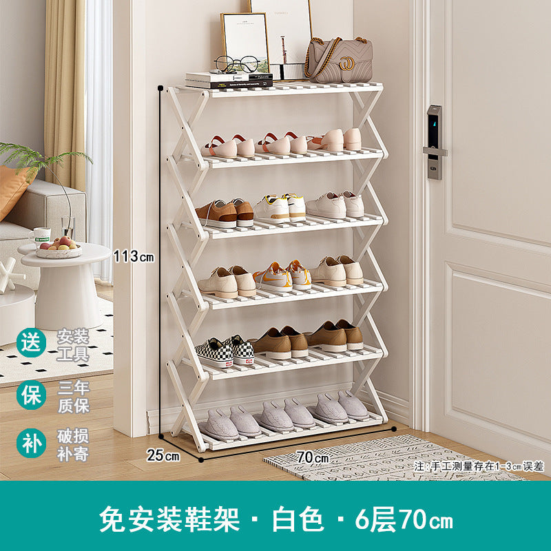 Shoe rack simple door for home multi-layer storage space-saving corner small dust-proof narrow shoe cabinet free of installation