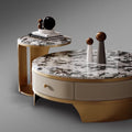 Ready-to-ship luxury stone coffee table - italian modern minimalist round coffee table - light luxury furniture marble coffee table for living room home use