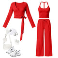 fall/winter new arrival: brushed yoga set - quick-dry, beautiful back tank top, activewear set for women - casual running & fitness