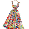 European and american fashion niche positioning printed camisole dress - women's  autumn high-end slimming long dress