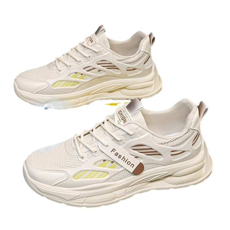 2025 spring new men's breathable mesh sneakers - trendy, versatile chunky sole athletic shoes - casual dad shoes