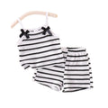 girls' outfit: black and white striped tank top + shorts set