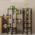 Kitchen rotating multi-functional storage rack, household floor-standing multi-tier snack cart, fruit and vegetable basket organizer