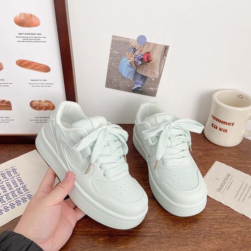 Girls' white sneakers - princess style, chunky sole,  autumn new collection, dopamine fashion