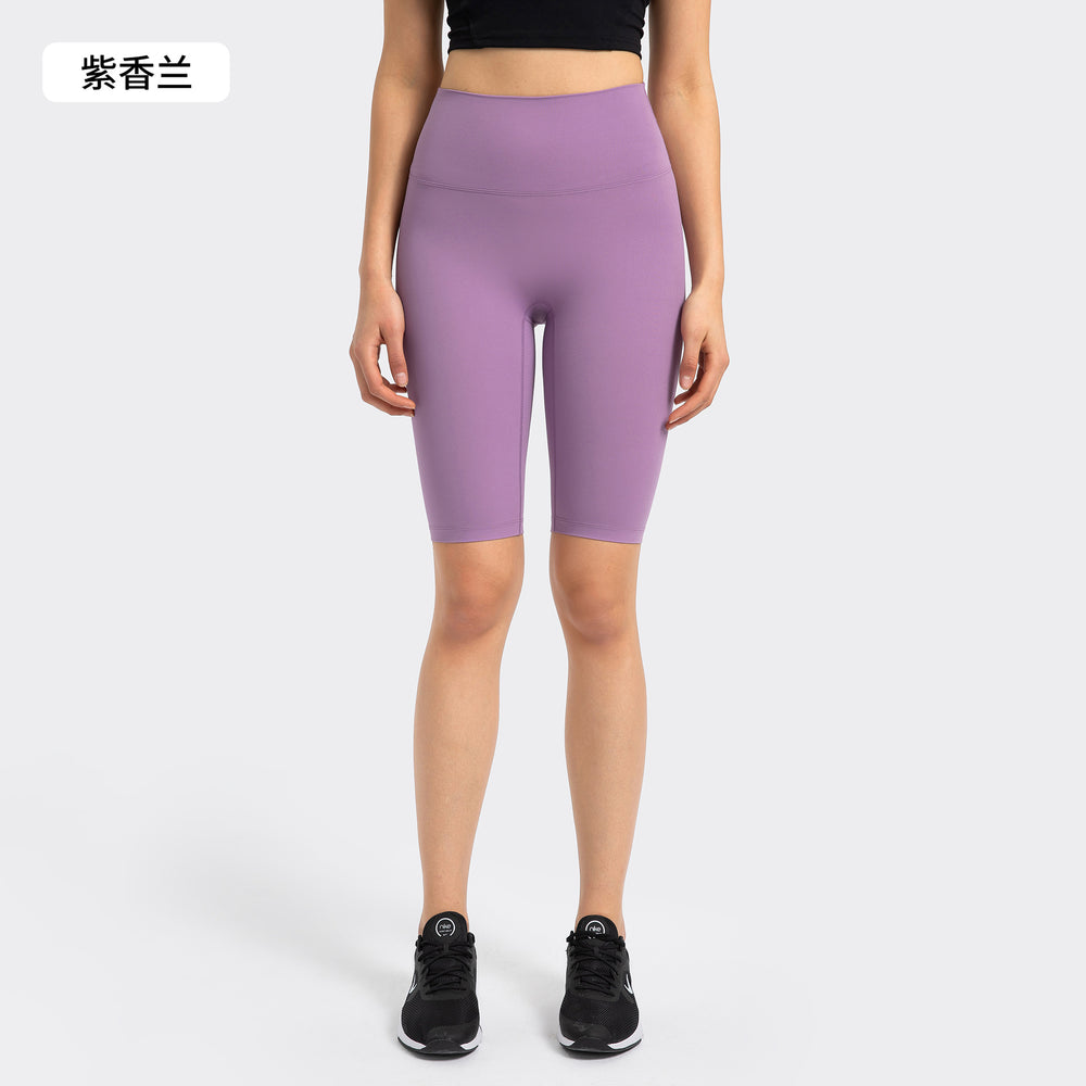 Spring/summer seamless t-line tight 5-inch nude yoga shorts - peach lift, high-waisted workout shorts with pockets - women's dk184