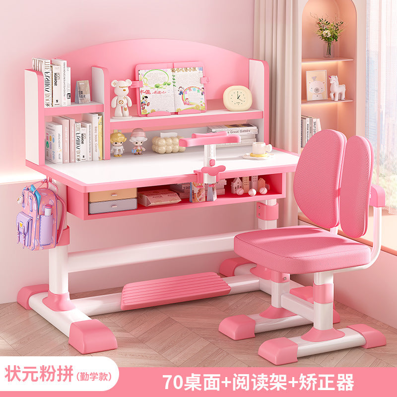 Children's study table Household primary school students Writing homework desk Simple children's desks and chairs Lifting table set