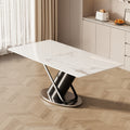 Direct from the factory: customizable, small-space, light luxury porcelain slab dining table. modern minimalist rectangular stainless steel table
