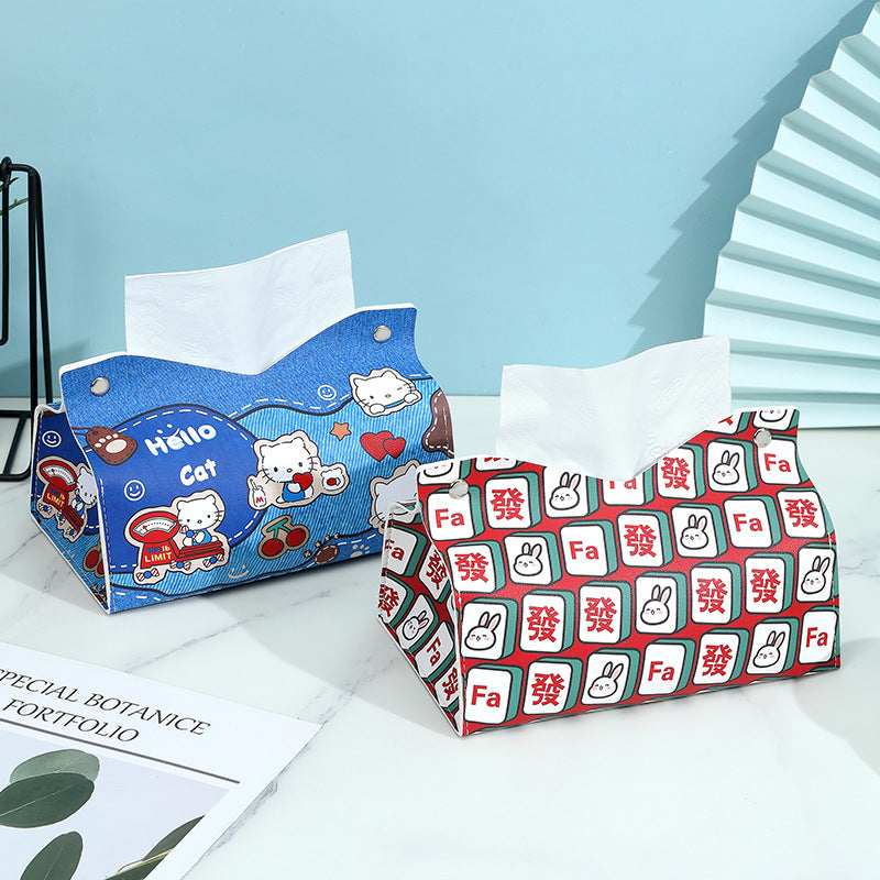 Cartoon Snoopy tissue box plaid living room family car bathroom napkin paper box pumping paper box pumping paper towel box