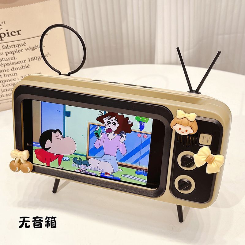 Vintage tv speaker - cute cartoon bluetooth speaker with phone stand - perfect for students & streaming