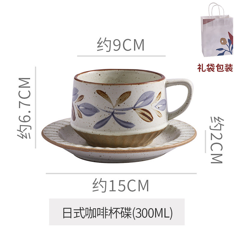 Classyretro coffee cup and saucer suit creative stoneware latte art cup for home high-end exquisite mug and saucer