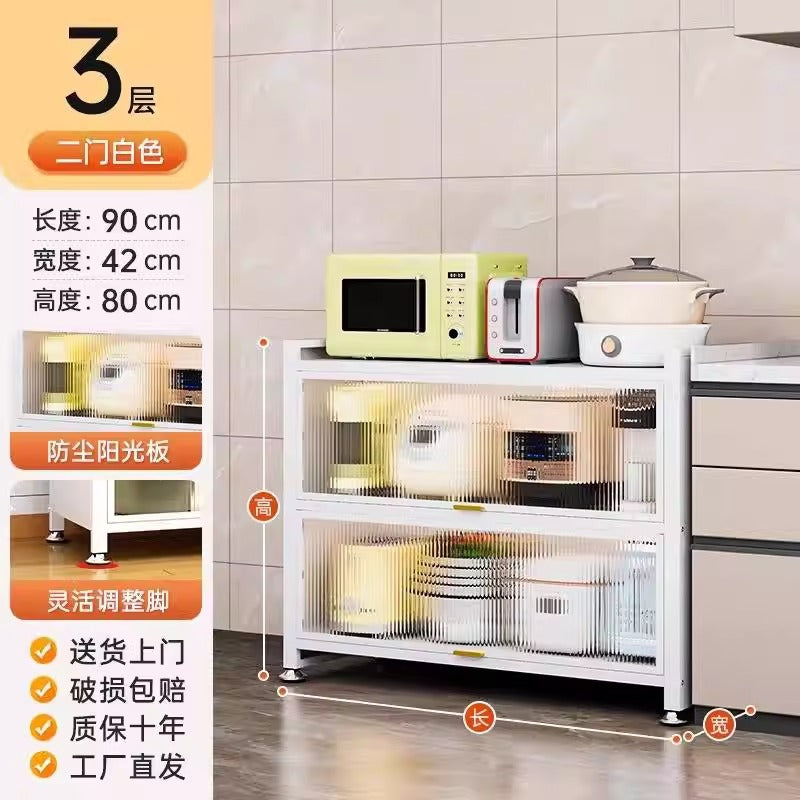Kitchen floor-standing multi-layer storage rack storage cabinet multi-functional cabinet pot rack cupboard sandwich style sideboard