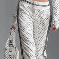 spring new arrival cross-border independent station  fashion v neck polka dot pants long sleeves sportswear suit