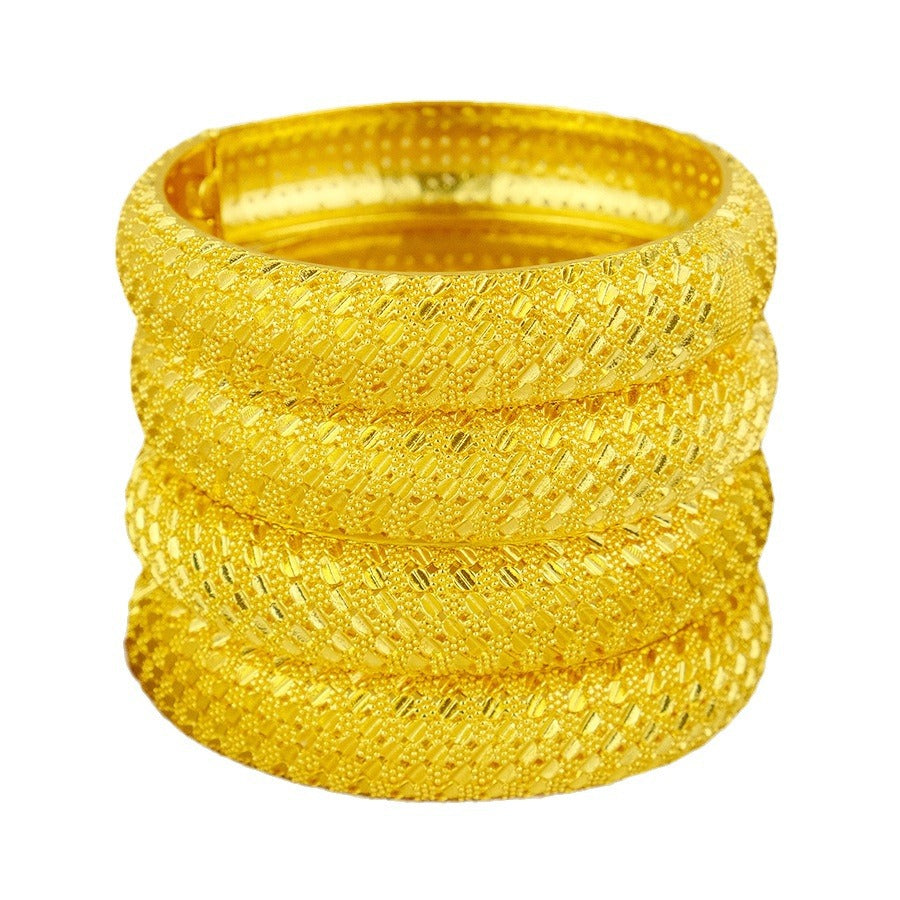 Middle east dubai 24k gold plated women's bangle luxury jewelry designer indian bracelet african arabian wedding