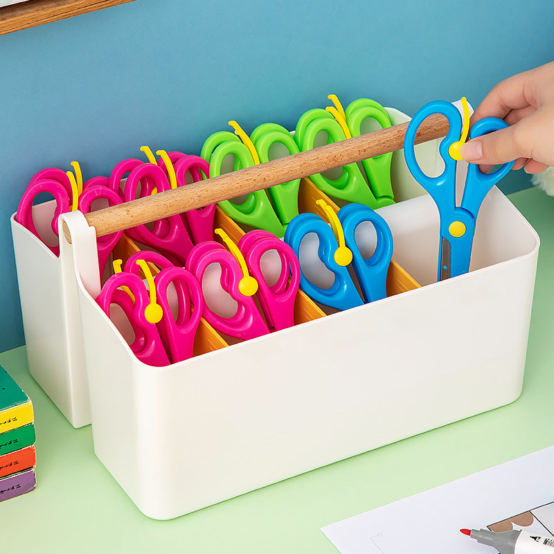 Desktop Stationery Handmade Scissors Storage Box Transparent Mini Household Multifunctional Detachable Grid Portable Storage Box