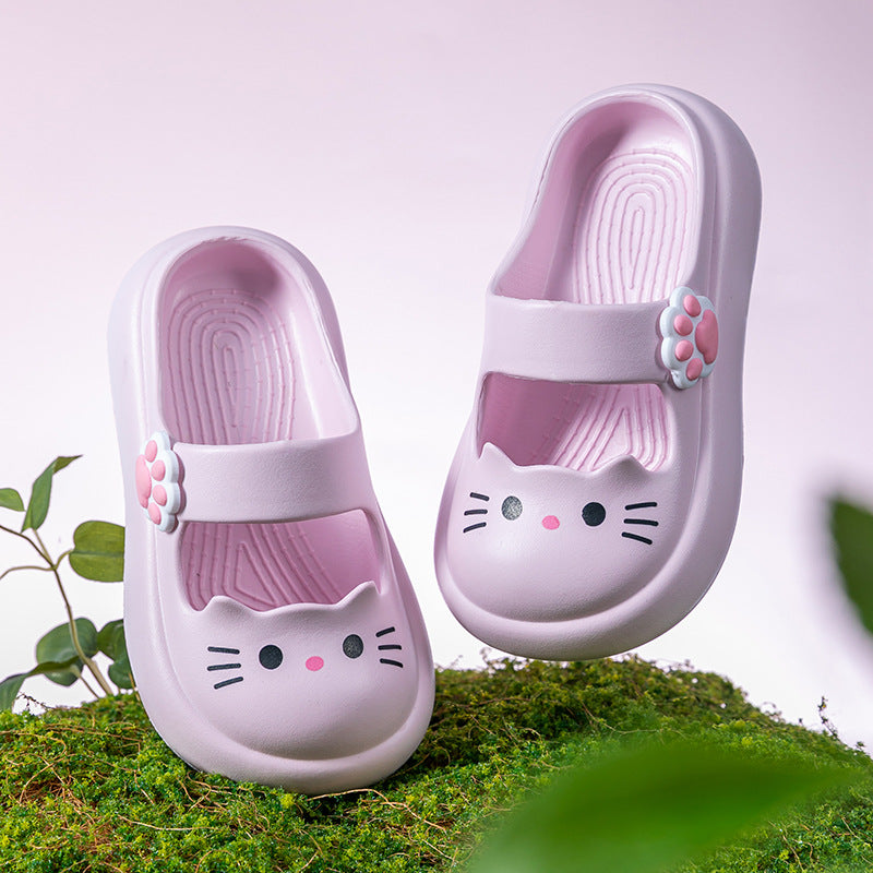 Mary Jane summer children's slippers girls princess shoes home non-slip sandals middle and older children wear bag head cool slippers