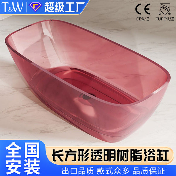 Traville thick edge transparent resin bathtub household independent rectangular hotel B & B factory direct sales light luxury