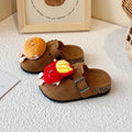 New children's birkenstock-style slippers - cartoon burger & fries design - spring/autumn outdoor wear - cute flat thick sole baby slippers