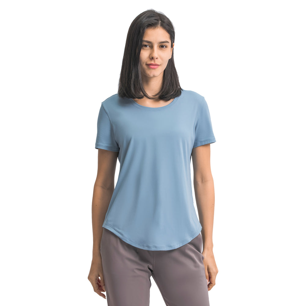 Summer lightweight loose-fit yoga short sleeve women's brushed breathable fitness top - quick-dry activewear for running and exercise (ds075)